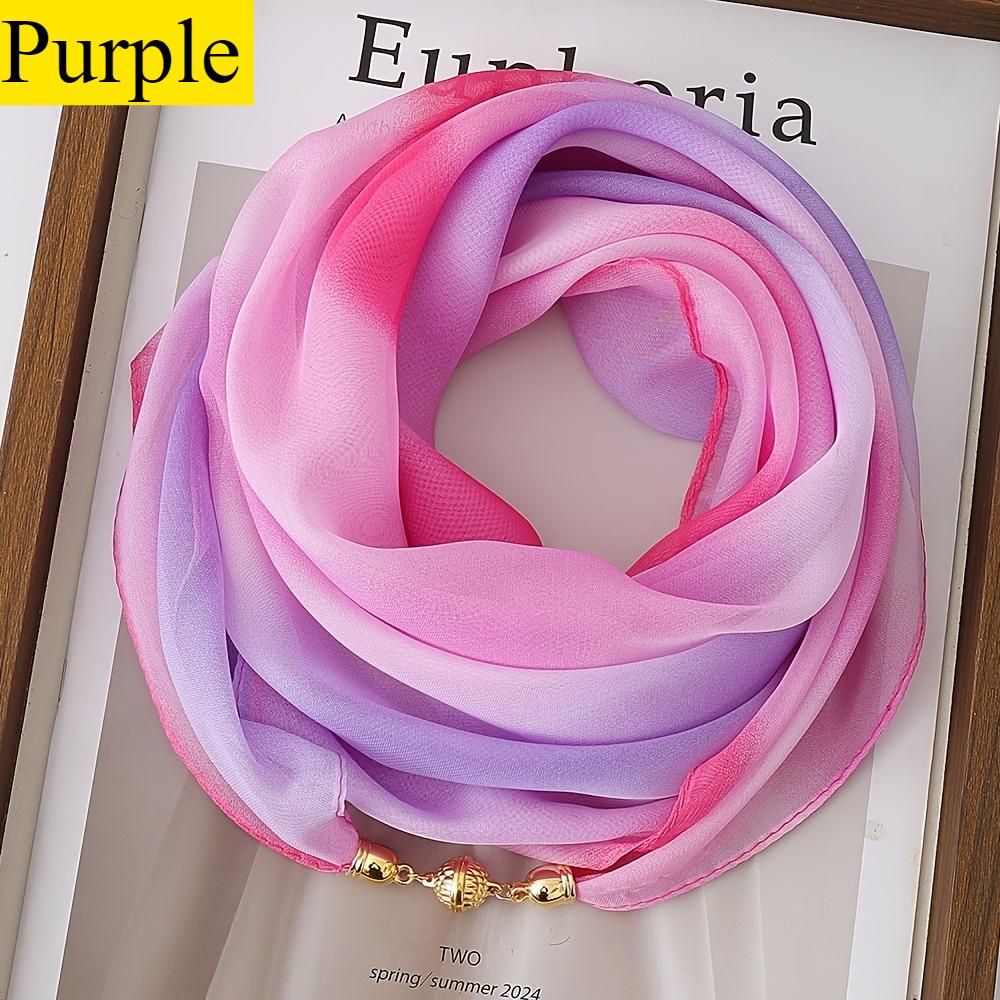 

Lightweight Rainbow Gradient Magnetic Snap Scarf, Convenient Stylish Neck Gaiter, Women s Decorative Scarf for All Seasons фіолетовий