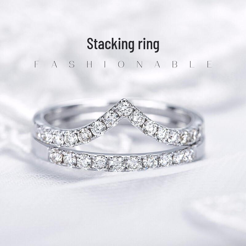 Douyin Adjustable V-Shaped Simulated Moissanite Diamond Ring for Women