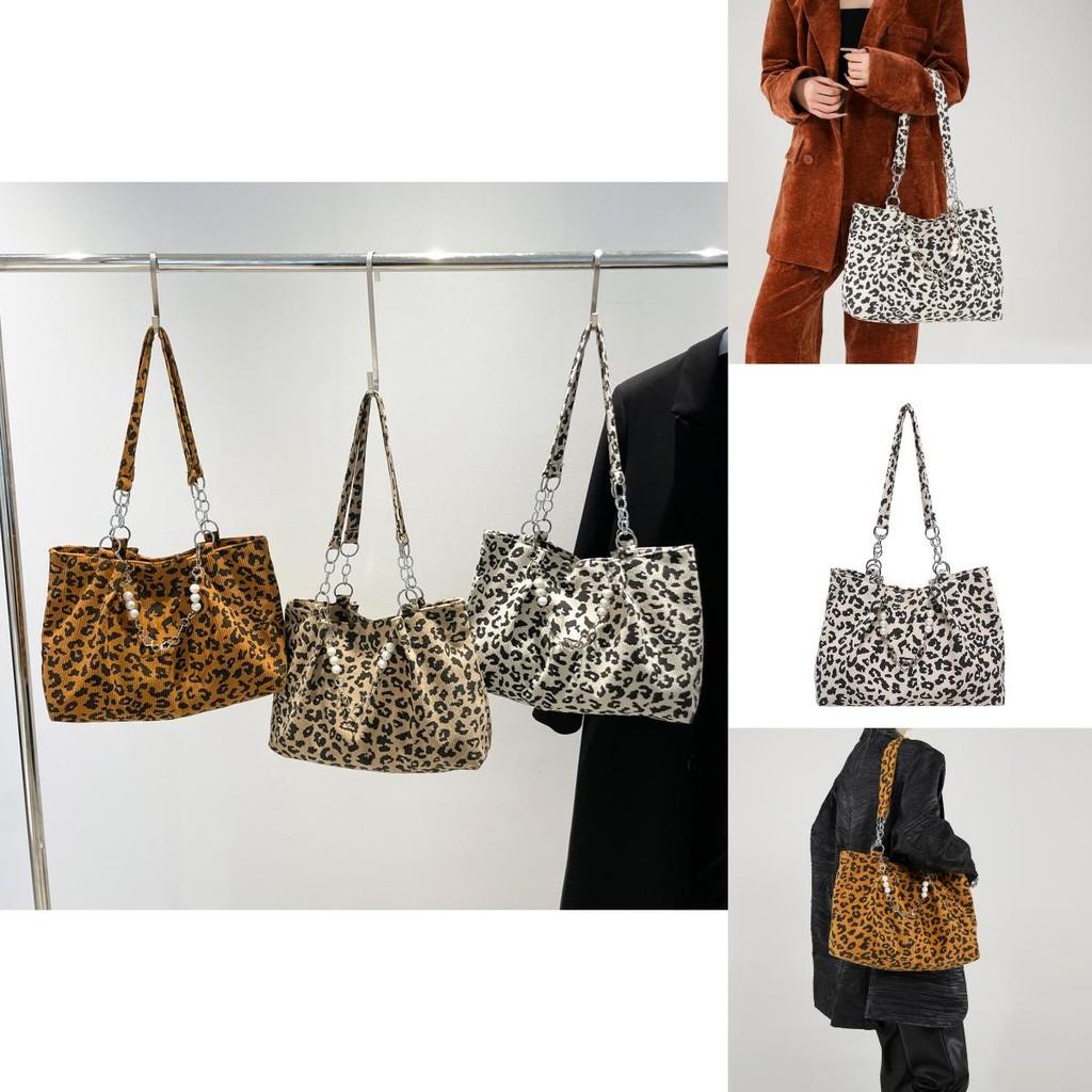 Modern Street Style Leopard Print Shoulder Tote Bag With Roomy Compartment For Essentials