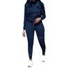 Fashion Womens Long Sleeve Hole Pocket Hoodies Drawstring Pants Loose Tops Set