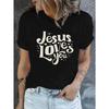 T-Shirt mit Buchstabenprint und Rundhalsausschnitt, Lässiges Kurzarm-Oberteil für Frühling & Sommer, Damenbekleidung