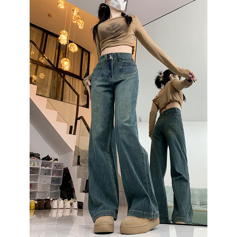 Women’s 2024 Retro High Waist Fleece Lined Flare Jeans - Plus Size Slimming Wide Leg Winter Pants