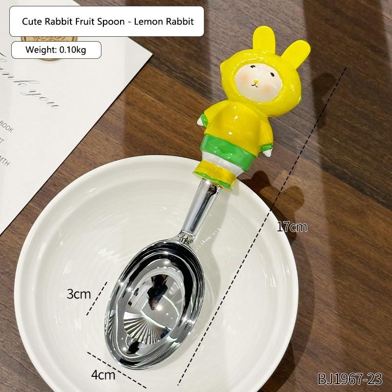 

Cute Rabbit Fruit Spoon Funny Ice Cream Dessert Spoon Home Utensils Creative Soup Rice Fruit Spoon Long Handle Spoon