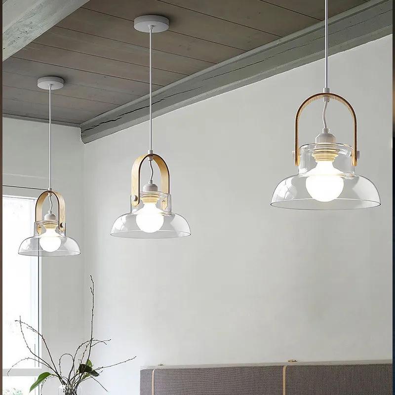 Walnut Glass Pendant Light for Bedside, Salons, Cafes, and Bars