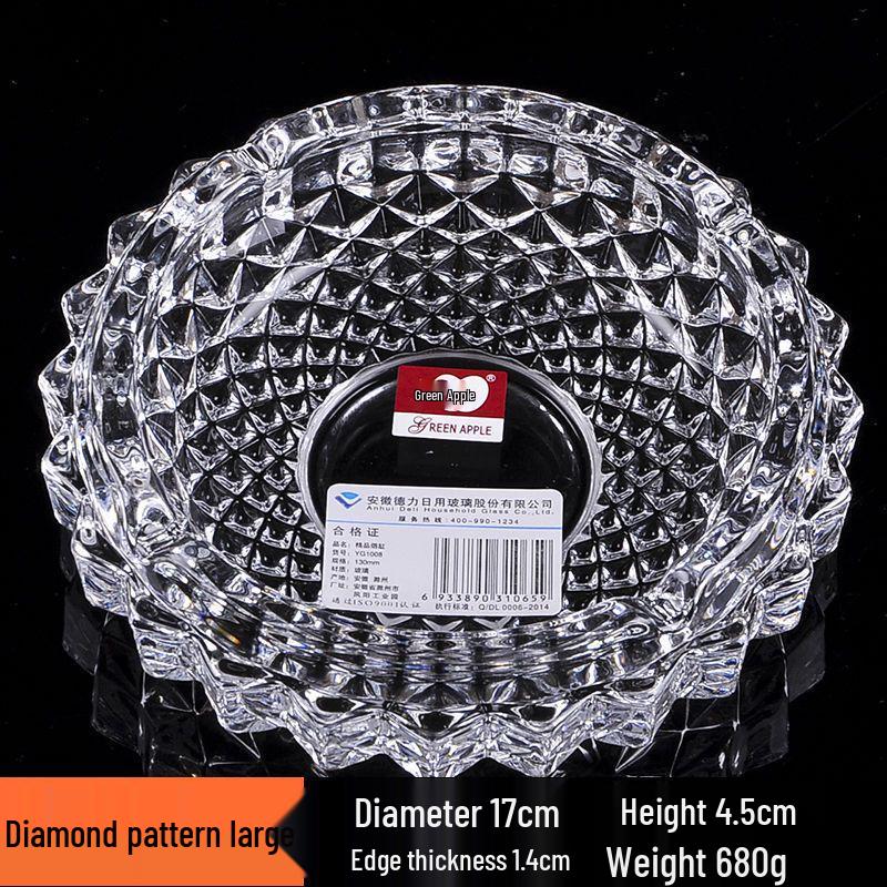Premium Anti-Fly Ash Crystal Glass Ashtray for Stylish Living Rooms