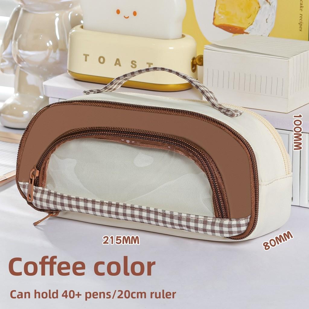 Cute Multicolor Fabric Pen Bag With Multiple Compartments For Office And School Use
