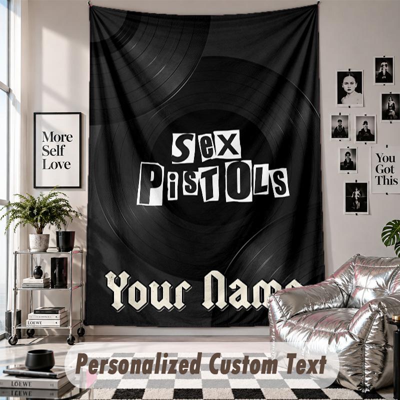 Wall Hanging Tapestry With Custom Name & Text, Sex Pistols Decorative Tapestry For Bedroom