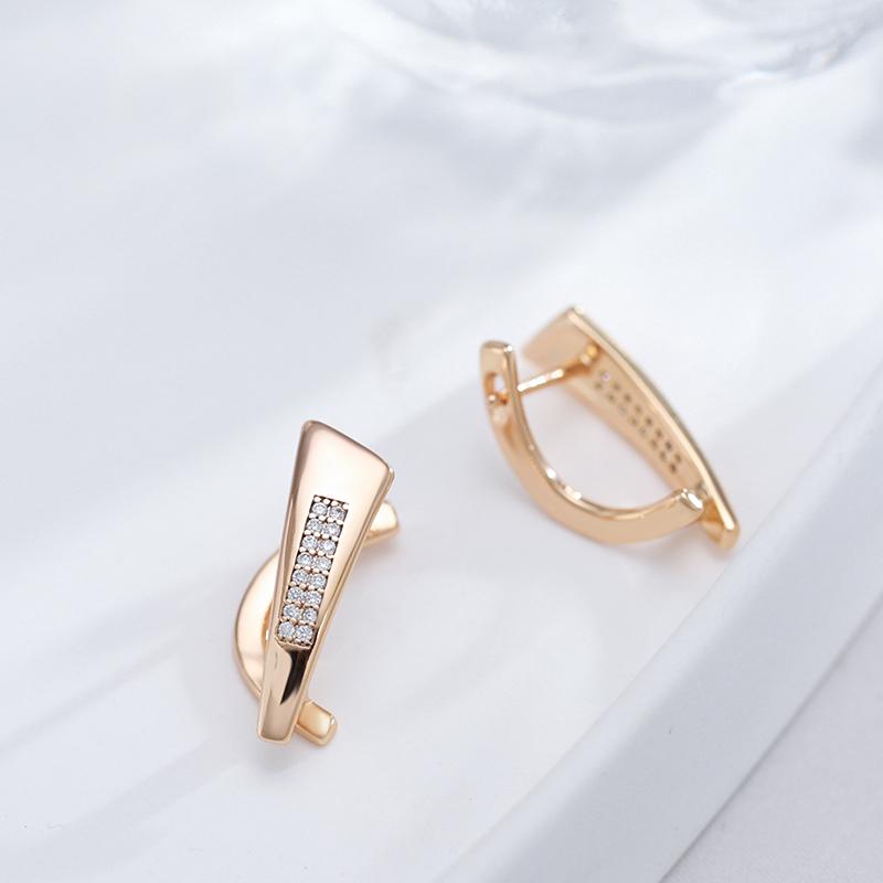 New Trendy  Rose Gold Color Drop Earrings For Women Fine Vintage Jewelry Natural Zircon Trendy One Touch Earrings
