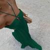 2025 Solid Color Ruched Strapless Sleeveless Maxi Dress Women Elegant Office Wear Loose Fit High Waist