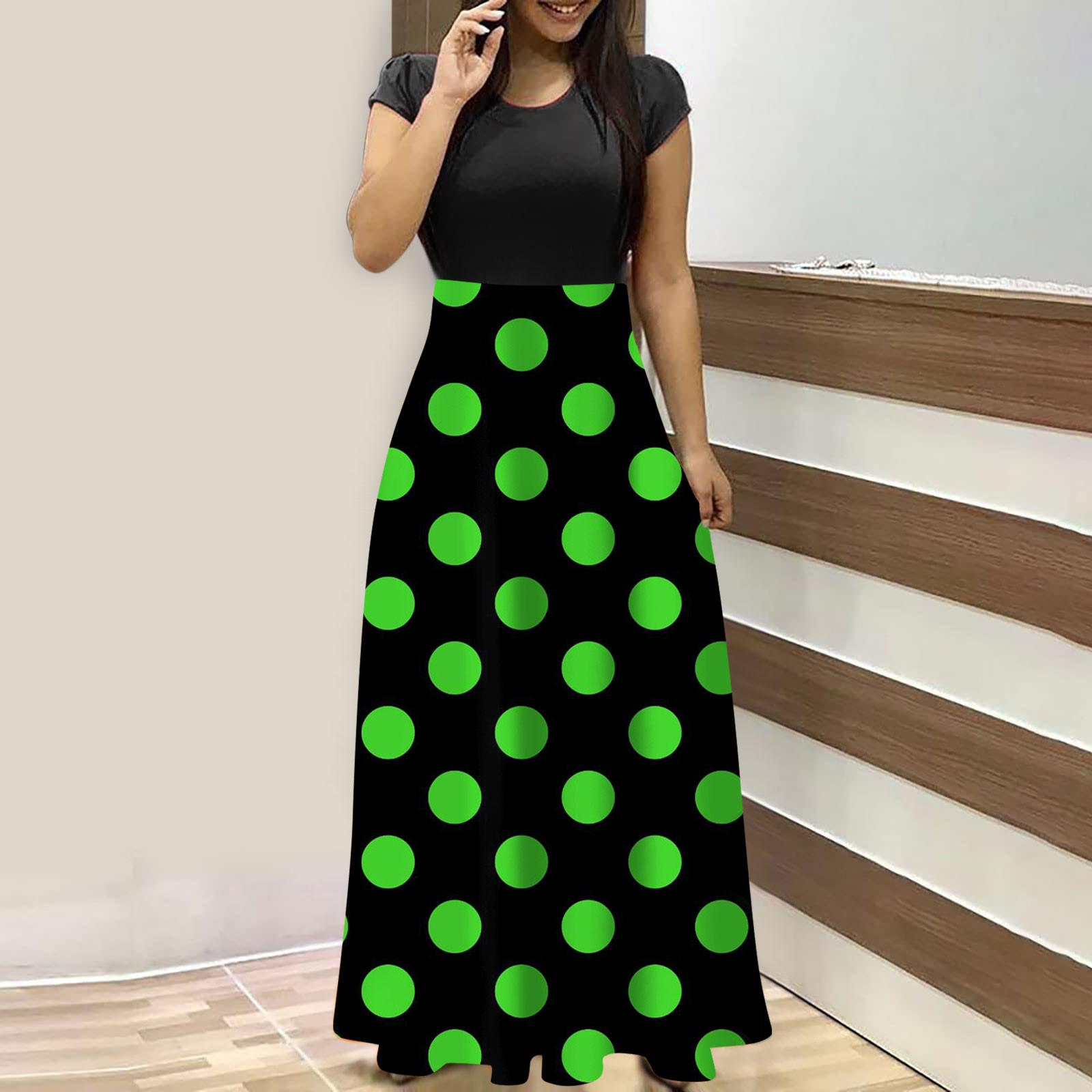 

Женские модные повседневные свободные платья с круглым вырезом и коротким рукавом XXXL зелёный