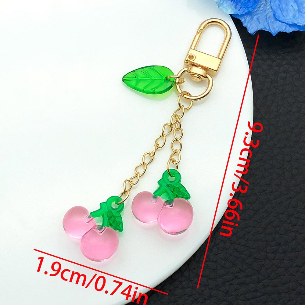 Summer Fresh Cute Resin Strawberry Leaf Keychain & Bag Charm Pendant