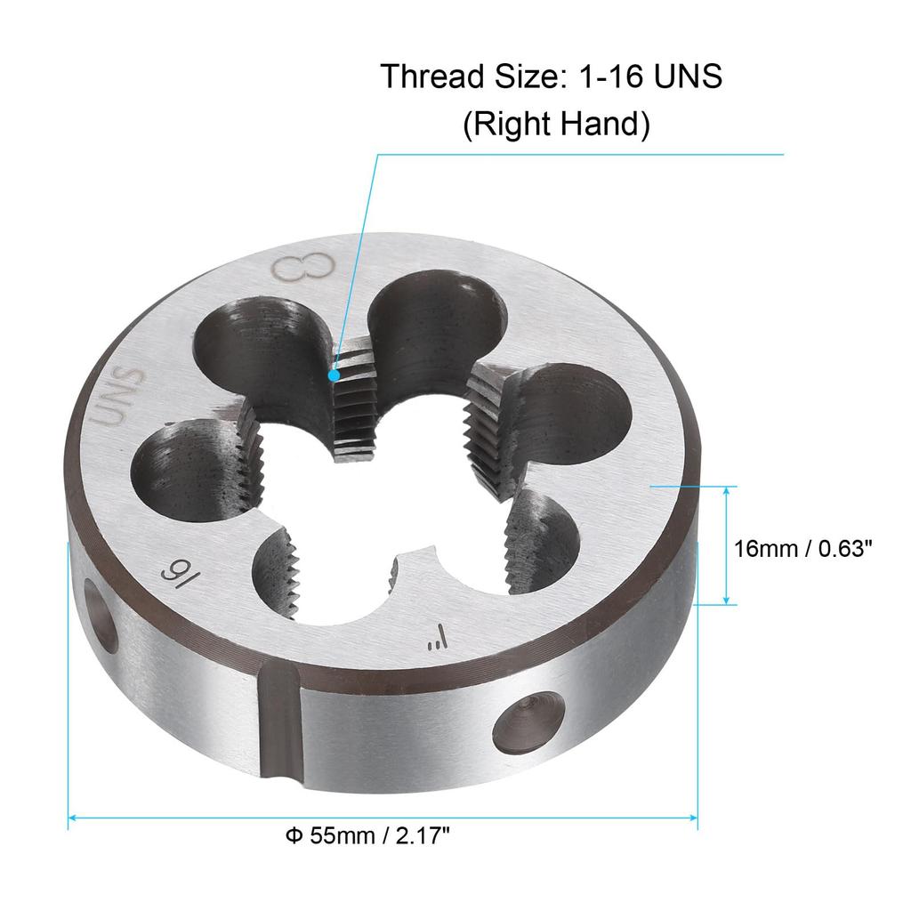 uxcell Round Threading Die, 1-16 UNS Right-Hand Threading Fixing Die, Alloy Tool Steel Tapping Repair Tool