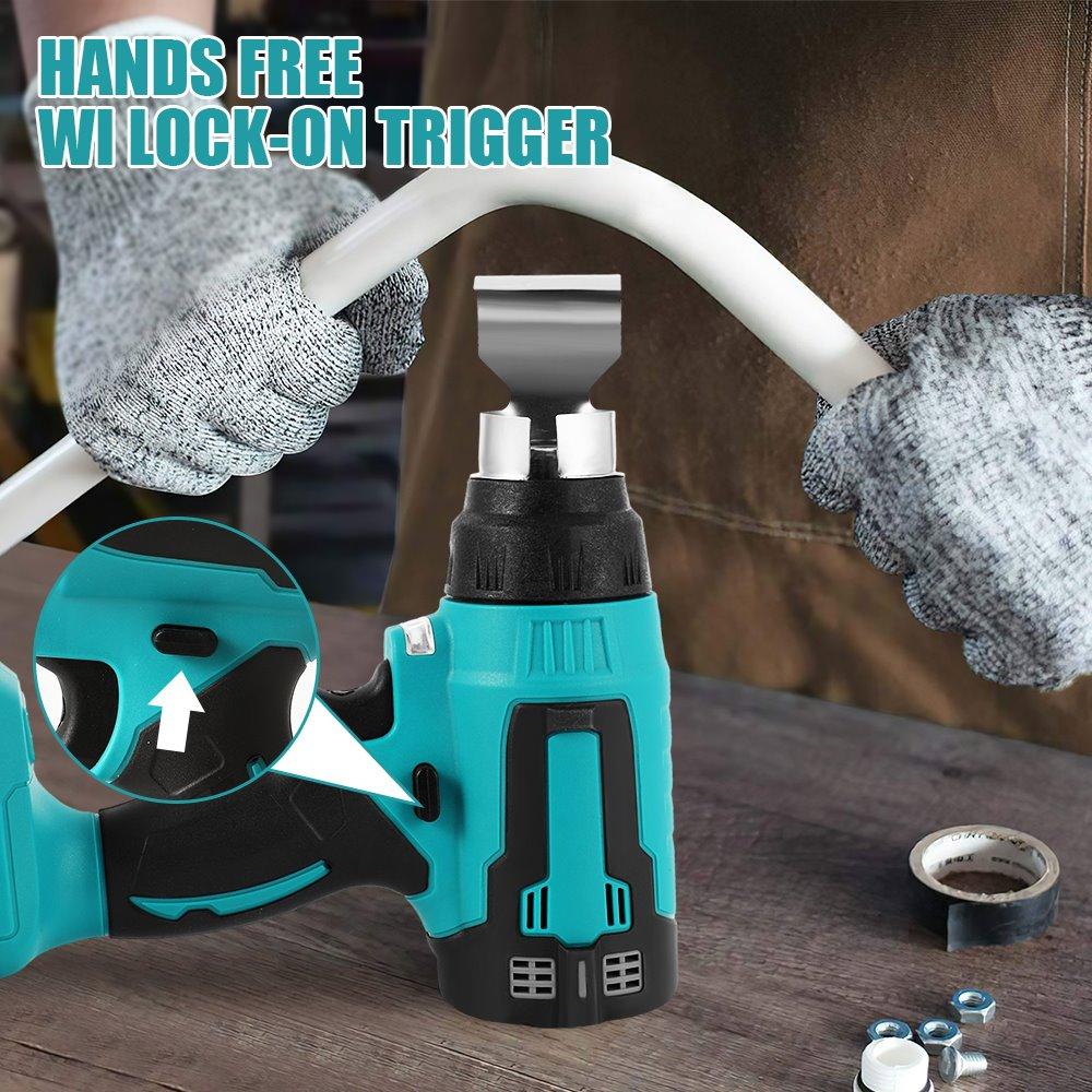 500W Cordless Hot Air Machine18V Rechargable Li-Battery Quick Heating Heat Gun for Shrink Wrapping Heat Shrink Tube PVC