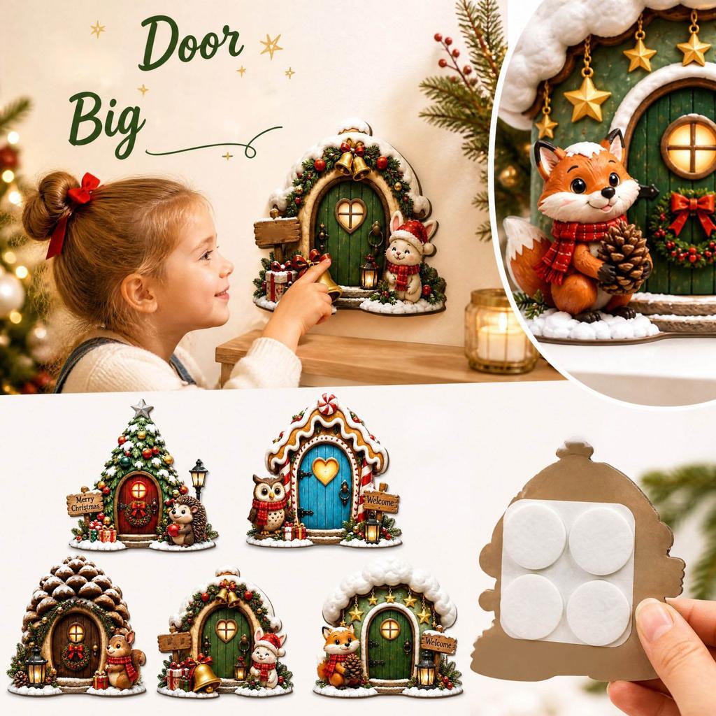 Christmas Door Wooden Wall Decal, House Wood Sign, Holiday Wall Decor