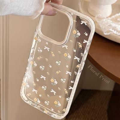 Small Fresh Yellow Floral for IPhone16 for Apple 15 Mobile Phone Case 17promax Anti-fall 13 Transparent 11 Soft