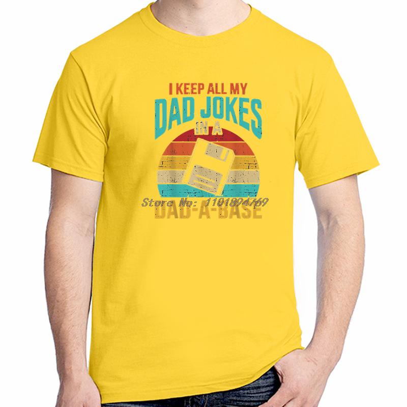 Vintage Fathers Day Gift Tshirt I Keep All My Dad Jokes In A Dadabase Funny Graphic T Shirts Summer Cotton Print T Shirt