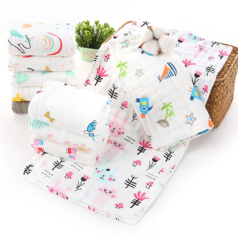 Six-layer gauze face towel hanging towel saliva towel face towel infant printed cotton soft cotton gauze cloth pure cotton soft