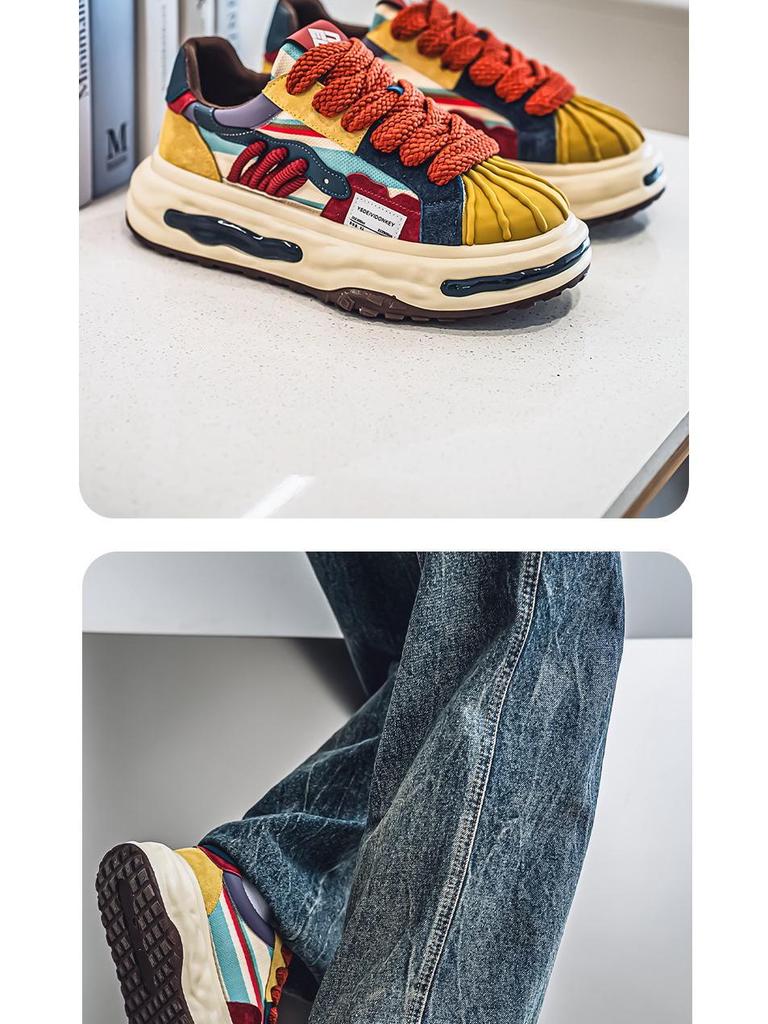 Breathable Youth Autumn Men's Trendy Thick-Soled Casual Skate Shoes with Shell Toe