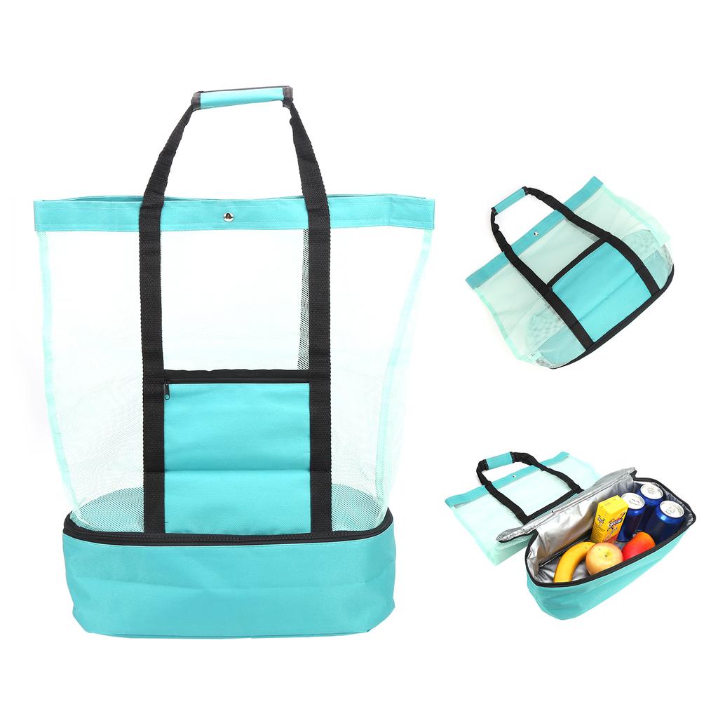 Camping Beach Mesh   Bag with Detachable Cooler Bag Multifunctional Packing  