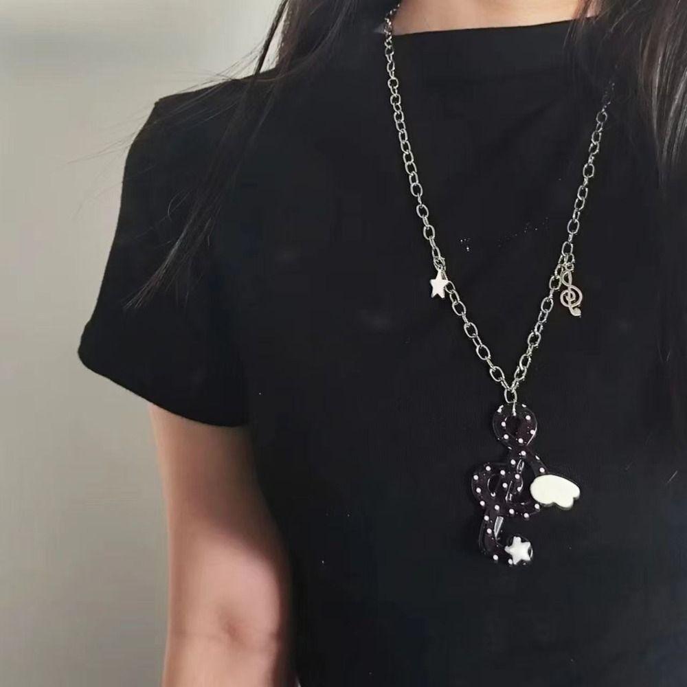 Sweater Chain Musical Note Necklace Millennium Style Angel Pendant Necklace  Daily Wear