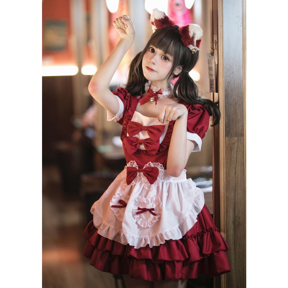 Cosplay Soft Girl Maid Dress Pure Cute Pink Maid Uniform Suit Role Play Skirt