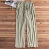 Pantaloni lunghi in lino e cotone da uomo Pantaloni casual dritti larghi taglie forti 4 colori
