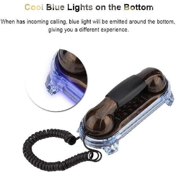 

Wendry Corded Phone, Landline Phone, Retro Telephone with Ergonomic Design, Wall Mounted Telephone Corded Phone for Home Hotel Red copper