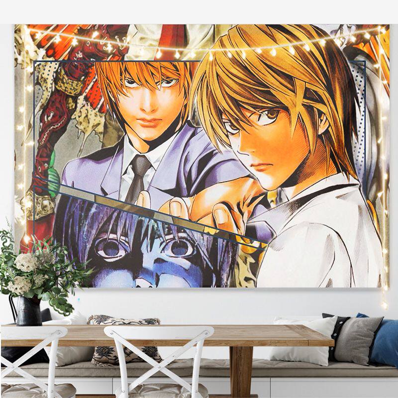 New Hot Japanese Anime Death Note Print Tapestry Wall Hanging Poster Bedroom Backdrop Wall Art Home Decor