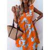 2020 New Style Printed Square Neck Ruffle Sleeve Dress