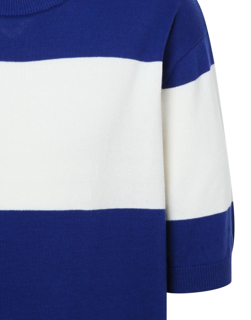 CAMBRIDGE UNIVERSITY [25Ss] Shield Logo Short Sleeve Crew Neck Rugby Sweater Blue