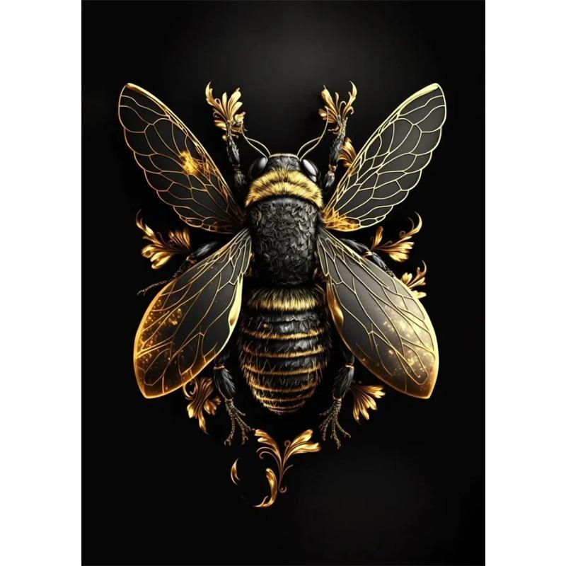 Schwarzes und goldenes Adler-Löwen-Leinwandbild – Nordisches Hirsch-Tiger-Wolf-Schwan-Ästhetik-Poster für Wohnzimmerdekoration, Metallgemälde