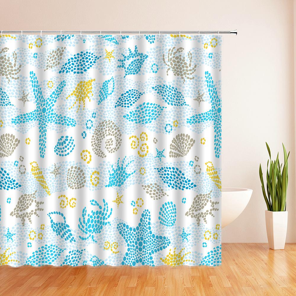 Ocean Colorful Fish Cartoon Shower Curtains Bathroom Curtain Waterproof Polyester Fabric Decor Bath Curtain 180*180Cm With Hooks