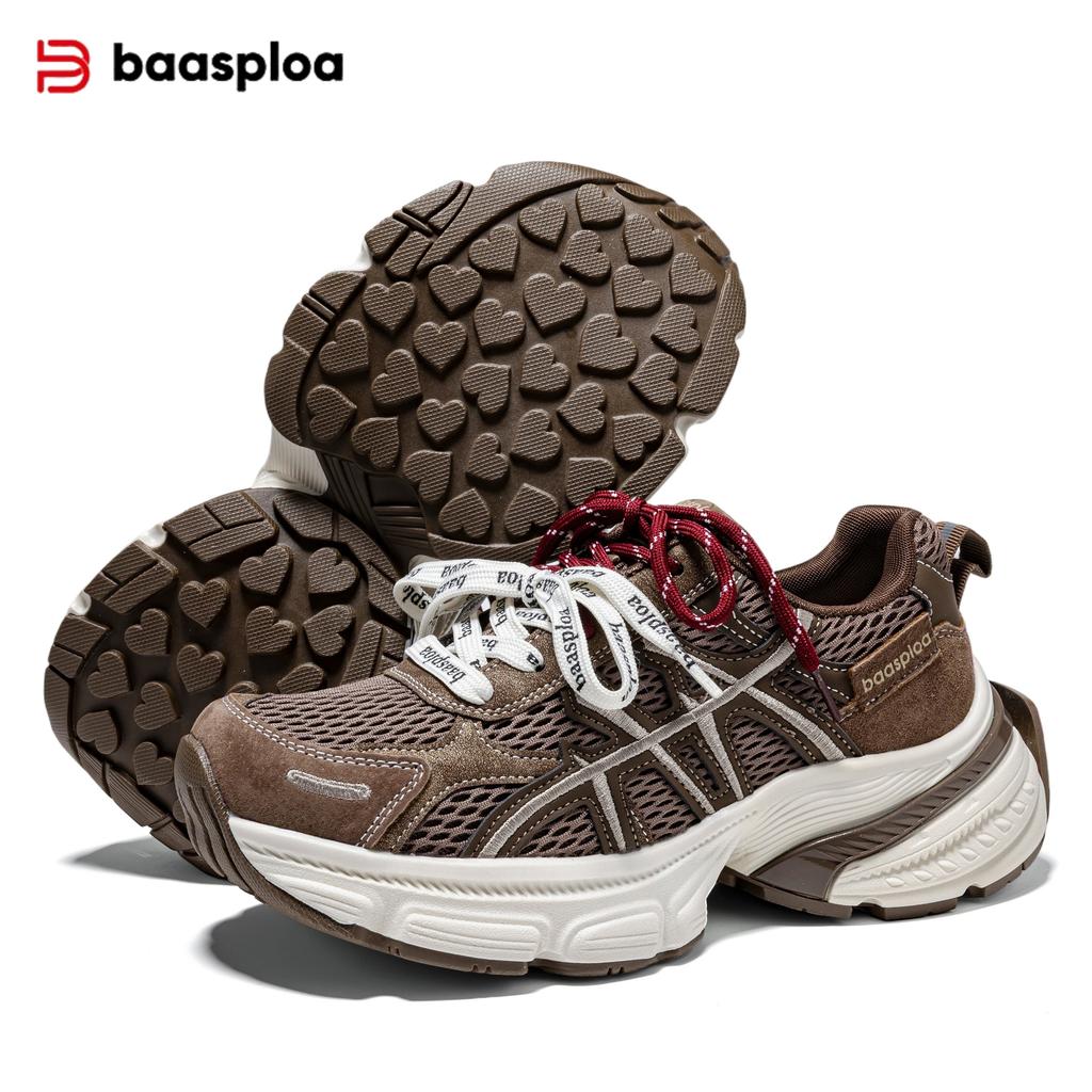 Baasploa Women Walking Shoes Mesh Breathable Casual Sneakers Female Fashion Height Increase Chunky Sneakers Retro Sport Shoes