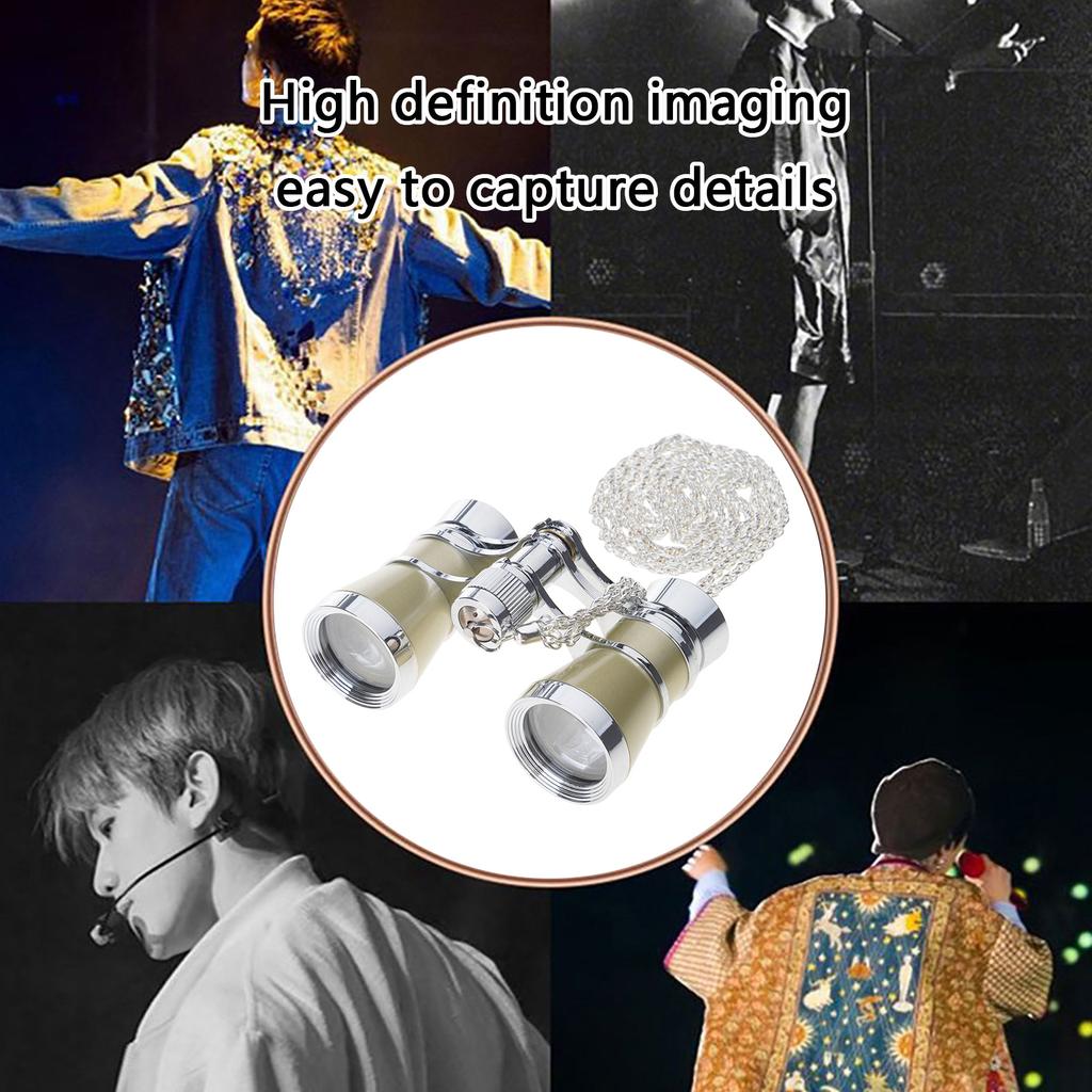 Vintage Opera Glasses Binoculars with Chain Opera Theater Glasses Portable Binocular Telescope for Stage Concert Camping