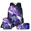3Pcs Set School Backpack with Front Pocket, Crossbody Bag & Pencil Bag, Cartoon NARUTO, Lightweight for Boys & Girls Ages 6-10