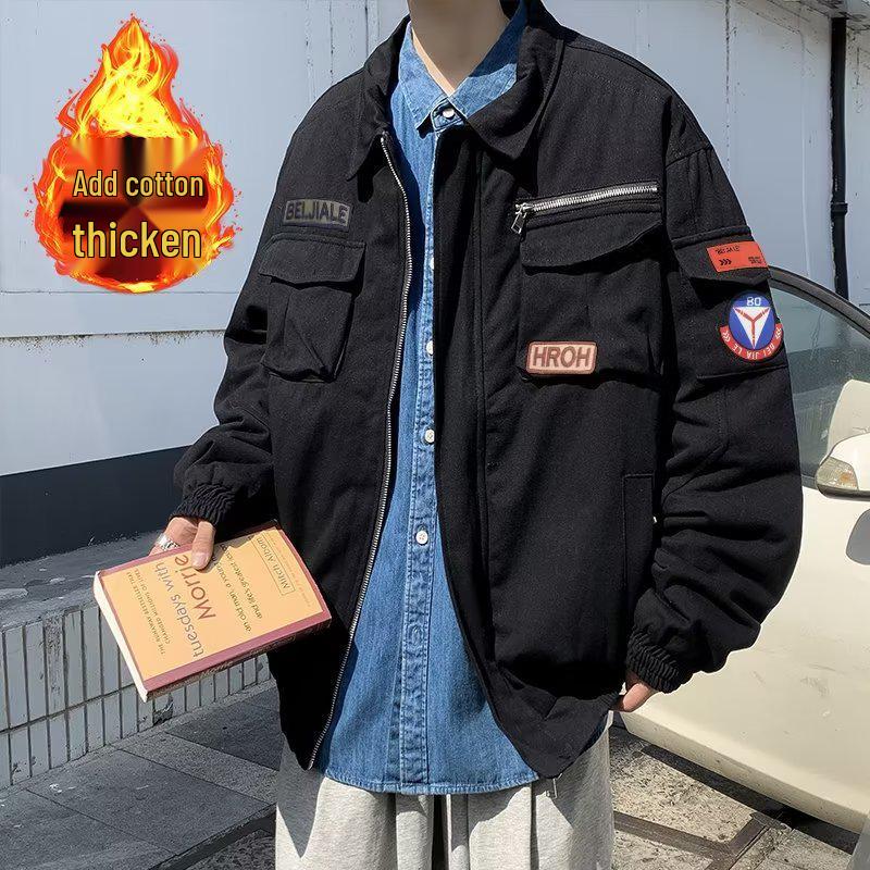 Мужская ретро пилотская бейсбольная куртка: Модная свободная верхняя одежда с лацканами для весны и осени L