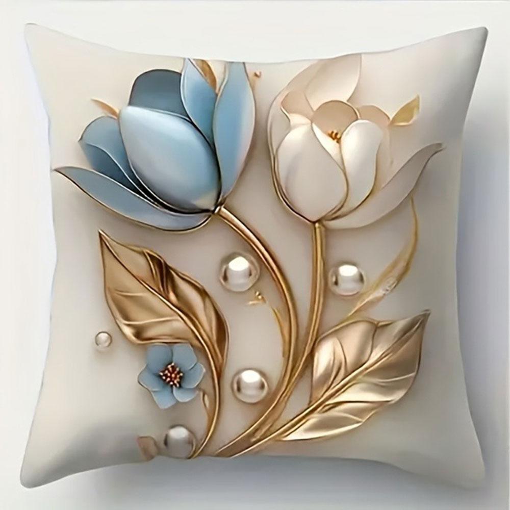 Dreamy Rose and Ribbon Art PillowcaseBedroom Living Room Sofa Home Decor Polyester Cushion Cover with Zipper