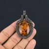 Baltic Amber Pendant, 999 Copper Wire Wrapped Gemstone Jewelry, Handmade Pendant For Mother Day