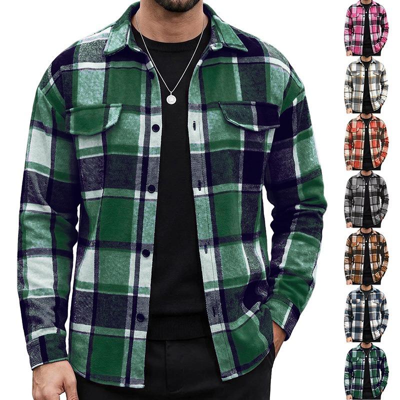 Men's Long Sleeve Button-Up Shirt, Regular Fit Polyester Blend Solid Color Collared Shirt, Casual Top