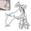 Handcrafted Pearls Lanyard Ballet Shoe Inspired Bows Detail Adjustable Strap Cellphone Holder Commuting Outing Solution