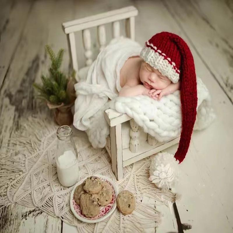 Handgestrickte Neugeborenen-Weihnachtsmütze für Fotoshootings und Vollmond-Requisiten