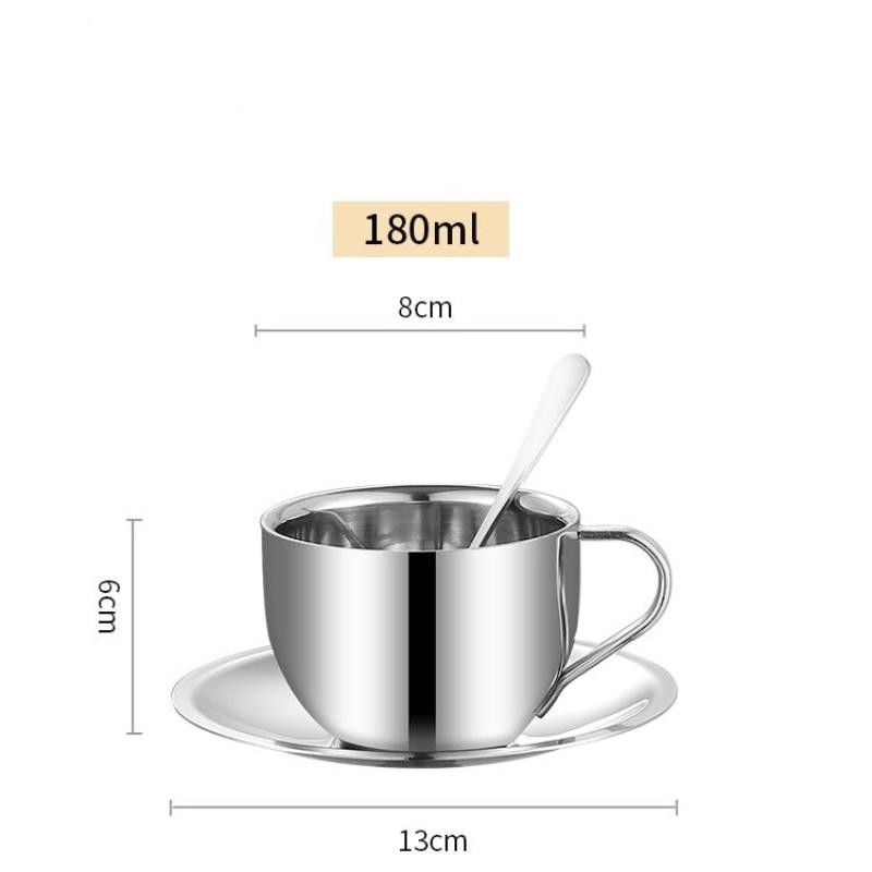 

Набор чашек для кофе и чая из нержавеющей стали 304 с двойными стенками и ложкой 180ML