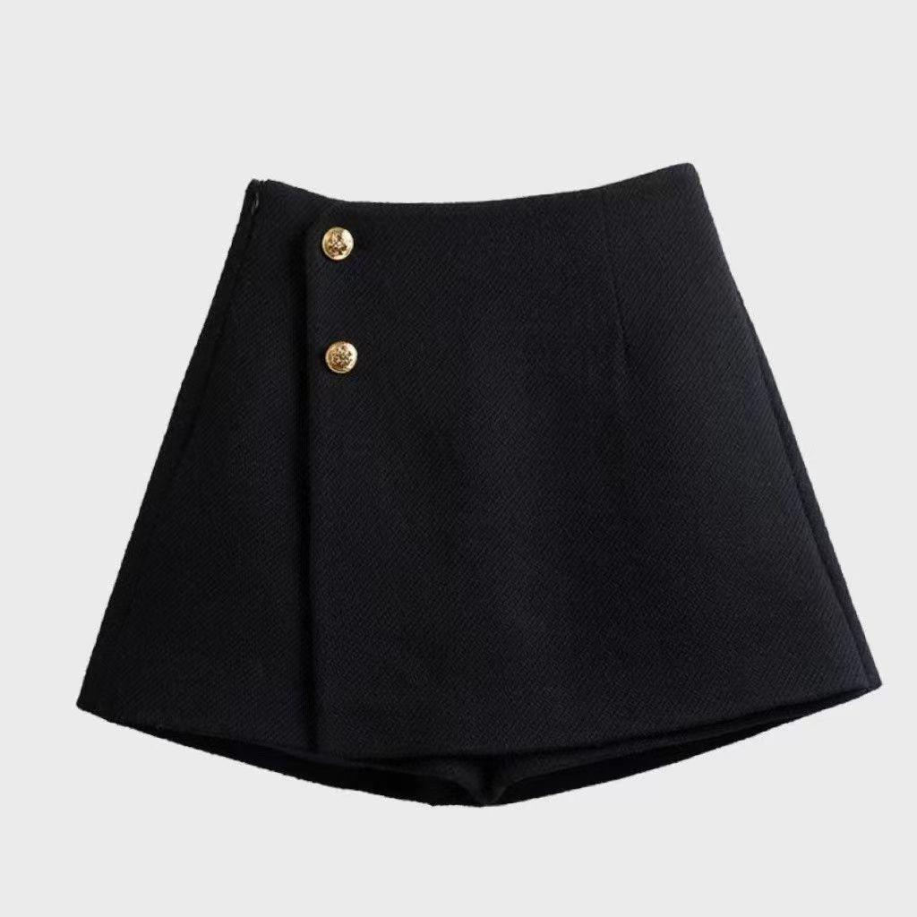 

Chic High-Waisted A-Line Wide-Leg Shorts: Autumn/Winter Fashion for Women L (recommended for 54-59 kg) чорний