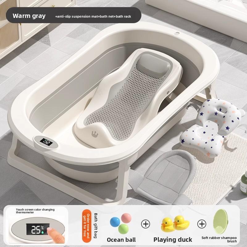 Banheira Portátil Dobrável para Bebê Banheira Dobrável para Bebês Recém-Nascidos Crianças Pequenas Grande Antiderrapante Assento de Banho Economizador de Espaço para Casa Viagem
