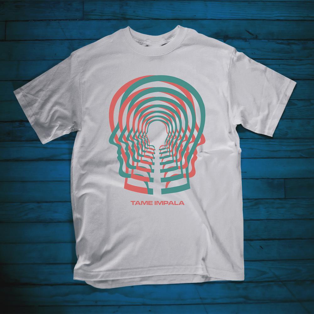 РАСПРОДАЖА Футболка унисекс с изображением artwork концерта тура группы Tame Impala Белая XXXL