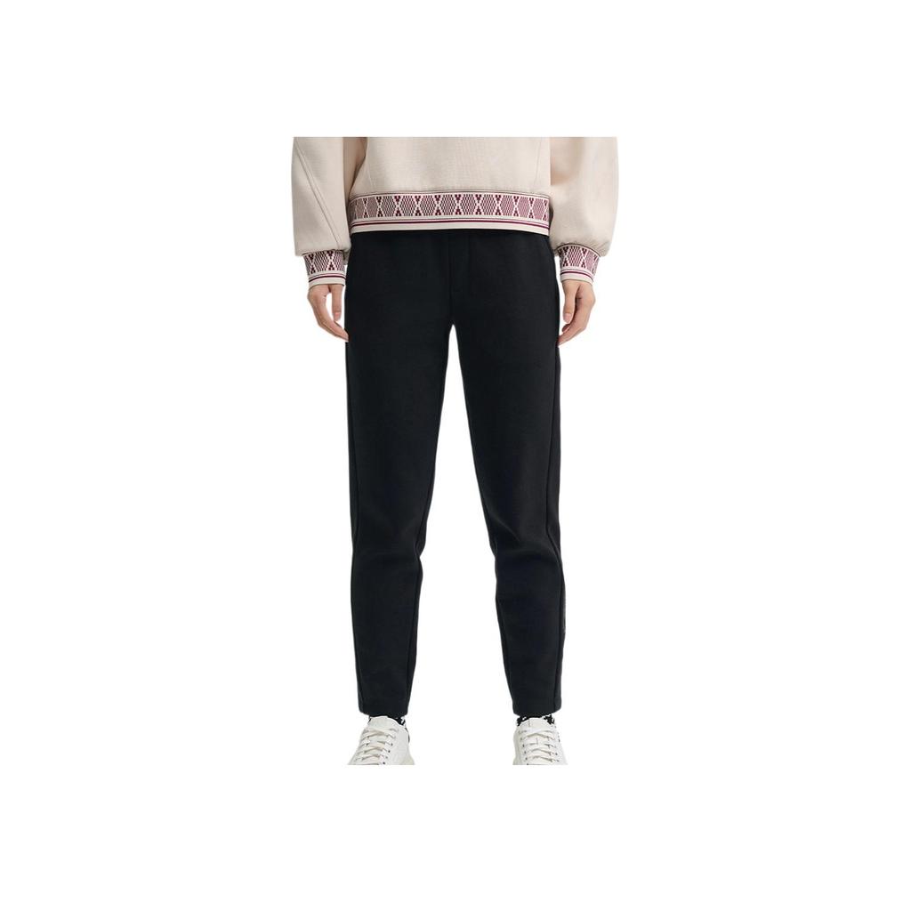 Fila Fashion Versatile Soft Skin-Friendly Knitted Sports Pants Women Bottoms Black F11W443605A-BK
