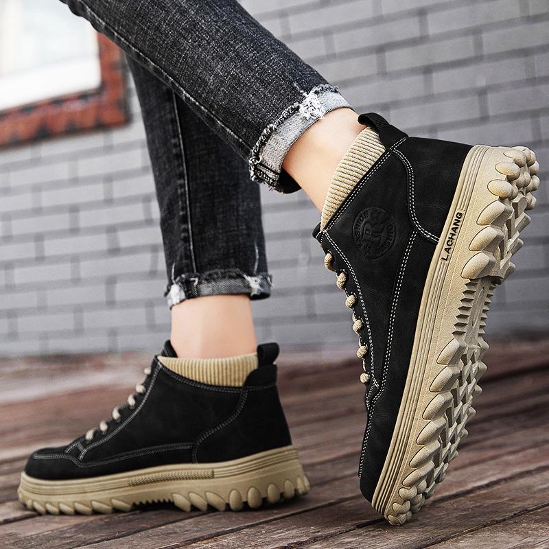 New Fashion Autumn And Winter Men's High Top Martin Boots Students Male Boys Trending Soft Sole Work Shoes Labor Protection Martin Sneakers