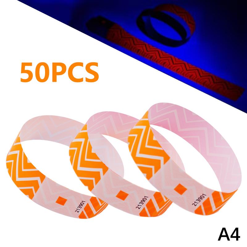 50/100 Pièces Bracelets en Papier à Rayures Néon Imperméables Fluorescents Jetables de Sécurité Pour Concerts, Fêtes, Événements