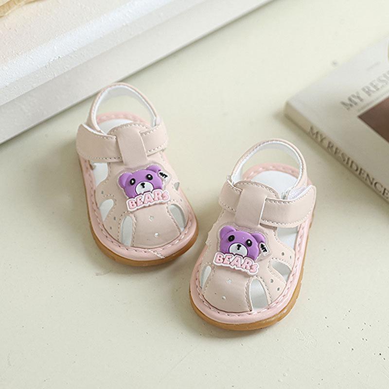 Baby Girl Toddler Shoes With Cartoon Design And Breathable Synthetic Leather For Summer Walks