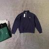 Felpa con cappuccio unisex in spugna con mezza zip ricamata e colletto alto